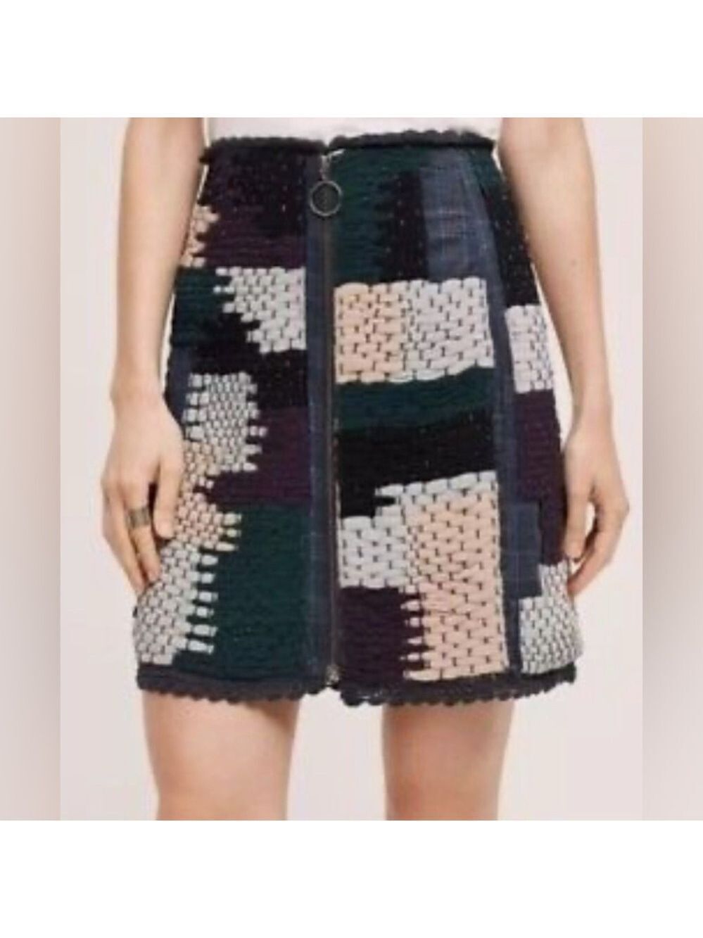 Anthropologie Not So Serious Pallavi Mohan Y2K Style Woven crochet Hem Skirt 6
